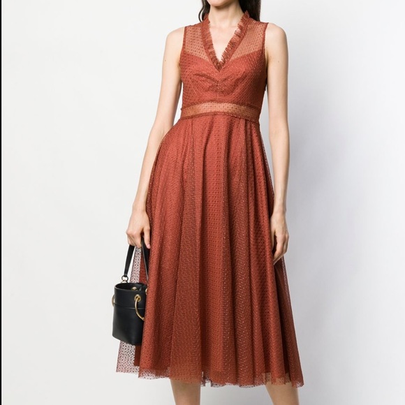 Sandro Paris Cassy Ruffle-Trimmed Tulle Tea Sleeveless Midi Dress - Picture 1 of 12